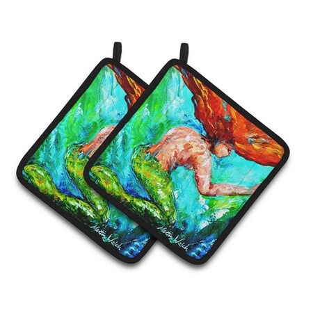 Carolines Treasures Mermaids Heaven Pair of Pot Holders, 7.5 x 3 x 7.5 in. MW1200PTHD